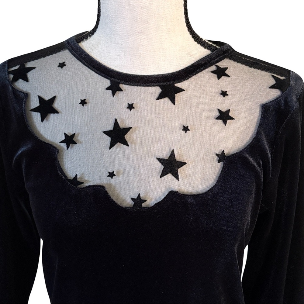 ModCloth Black Velvet Beyond the Shade of Night Dress Size Small - Picture 3 of 8